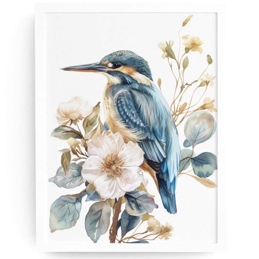 Kingfisher Bird Wall Art Watercolor Illustration Print Poster Card Unframed
